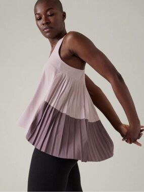 Athleta Swing Forward Pleated Tank Top Purple Pink Size M